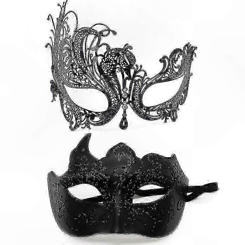 Venetian Masquerade Masks for Couples, 2 Pack Metal Party Masks for Men and Women
