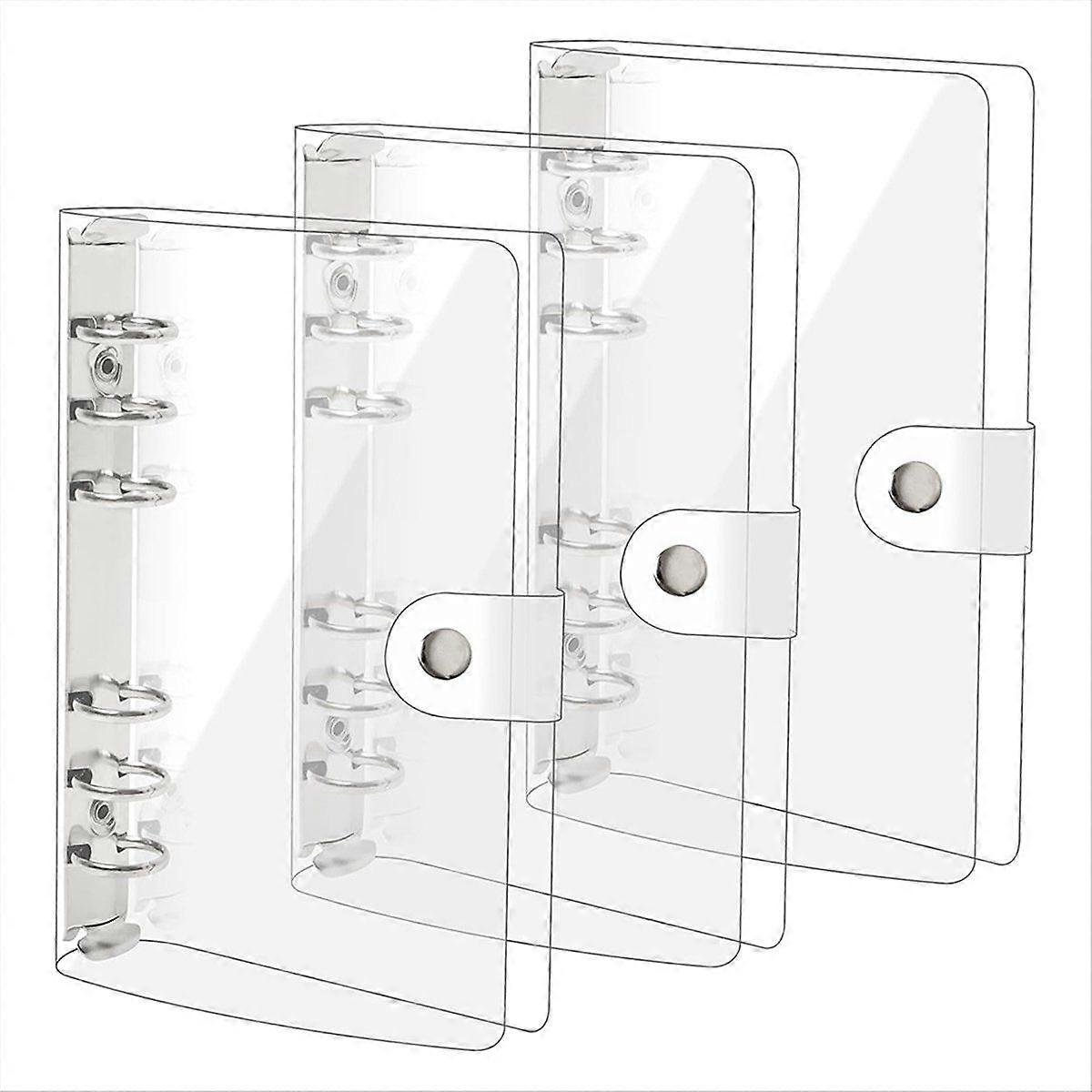 3 Pack A6 Transparent Soft PVC 6 Ring Binder Cover Clear Binder
