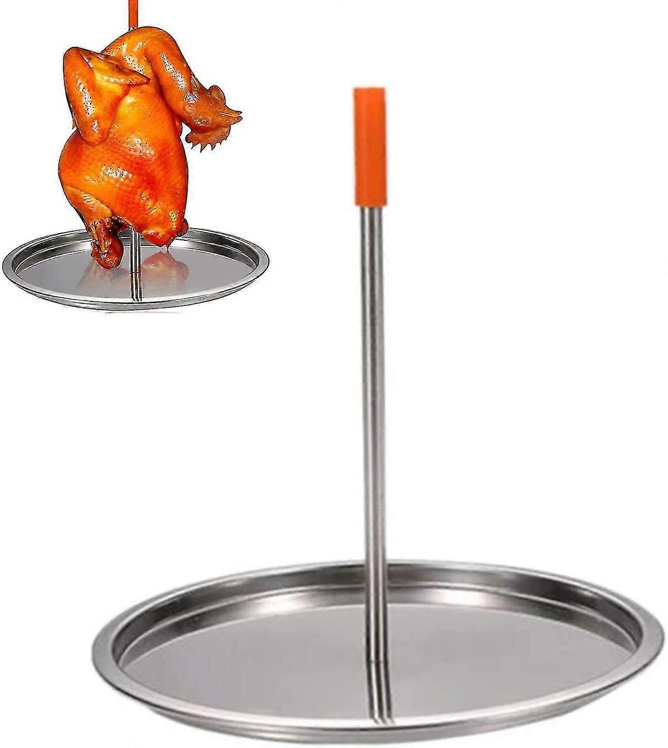 Chicken Roaster Vertical Skewers Stand Stainless Grill Removable Brazilian Barbecue Skewer Stand With Drip Tray