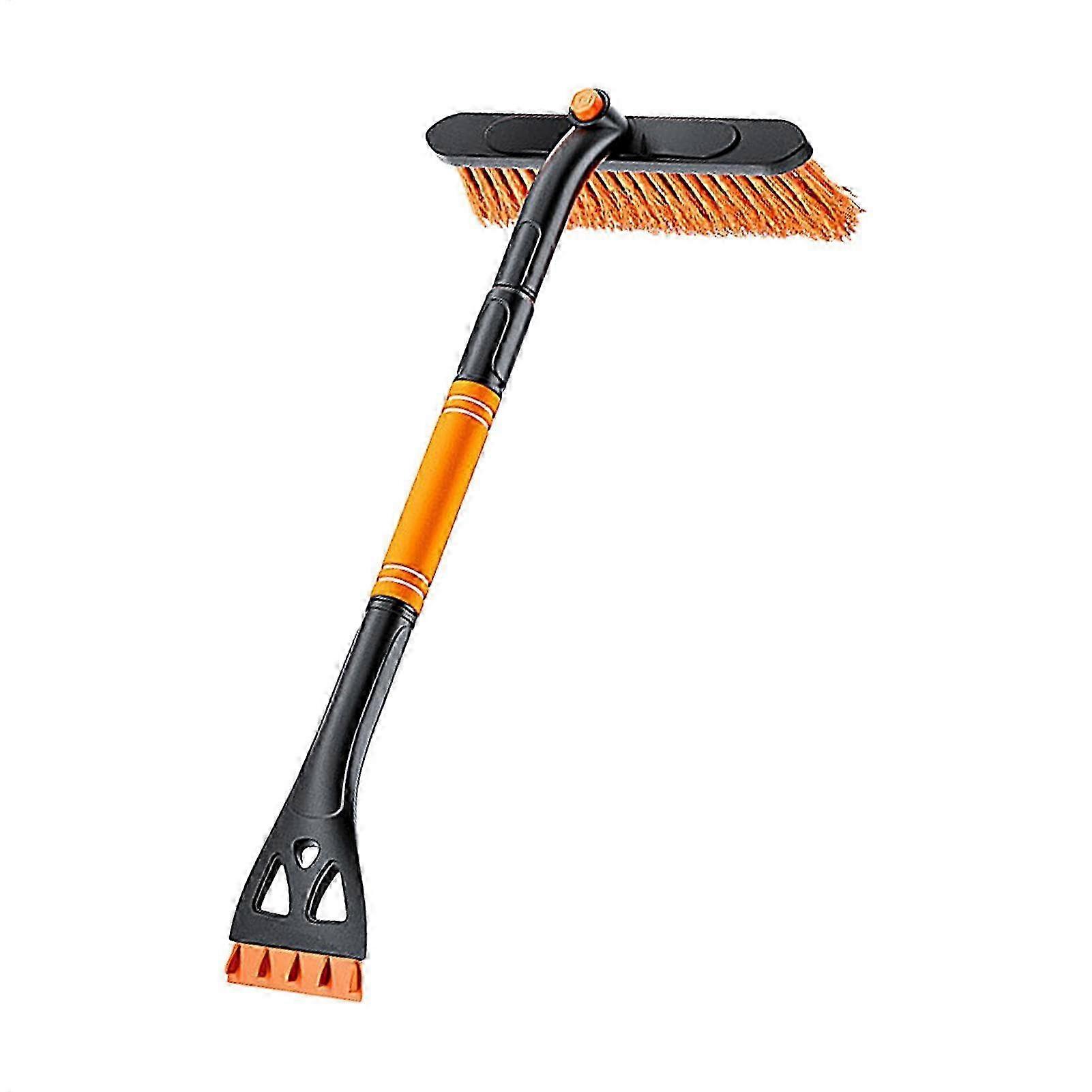 Detachable Ice Scraper with Rotating Snow Brush - Portable 2-in-1 Car and Truck Ice Removal Tool, Orange