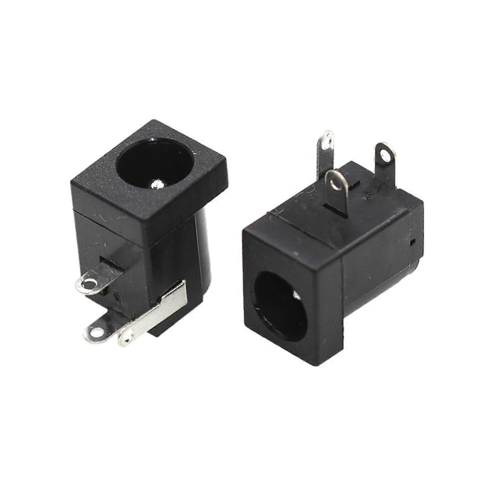5.5x2.1mm DC005 Black BarrelType DC Power Jack Socket, RightAngle PCB Mount Terminal, 10Pcs