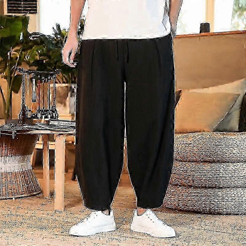 Japanese Casual Loose-Fit Cotton and Linen Pants for Men（New Arrival）