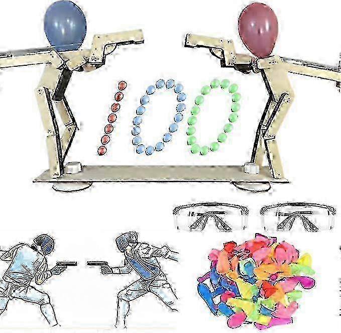 Headshot WoodBots: Unique Handcrafted Wooden Puppets for Balloon Whack Game - 2025 Strategy Board Game with Party Fun, Balloons & Bamboo Man