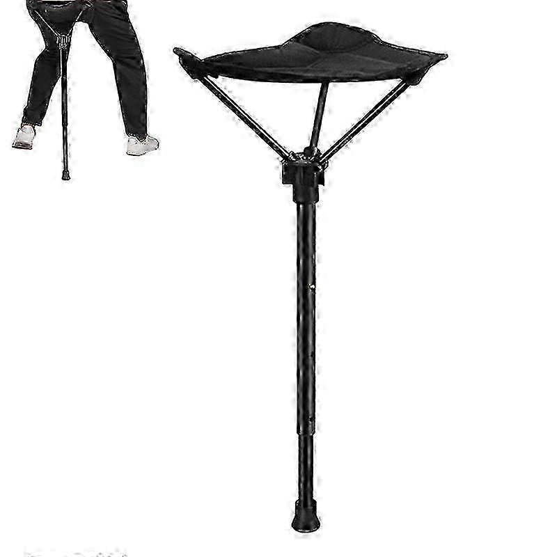Folding Walking Stick Tripod Stool Adjustable Height Seat Stick Adjustable Seat Folding Stool Retractable Stick Outdoor Chairs Dropship