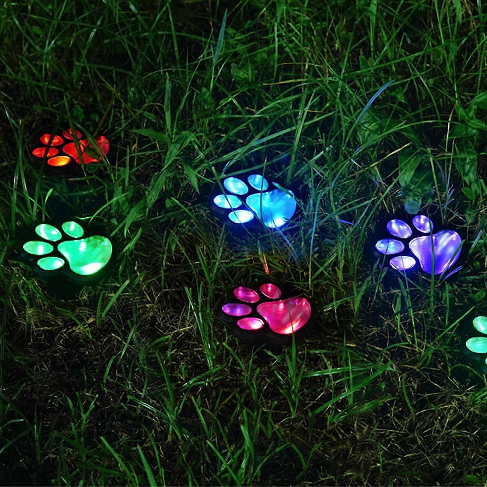 Outdoor LED Solar Light Waterproof Paw Print Path Light For Garden Patio Lawn Dog Cat Paw Design 1.0x1.0x1.0 Cm Model C