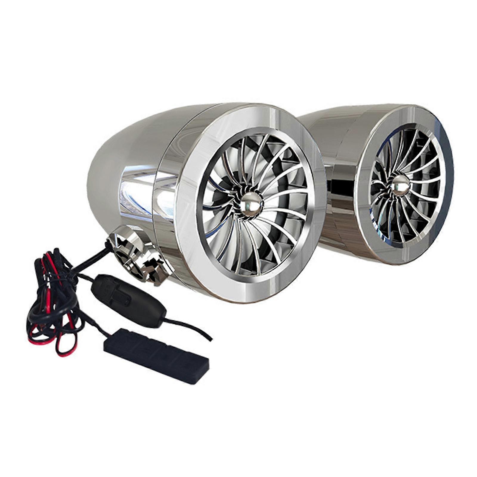 Shockproof Motorcycle Speaker System With Fast Charging Port Advanced Sound Technology For Adventure Bikes And Scooters  Silver