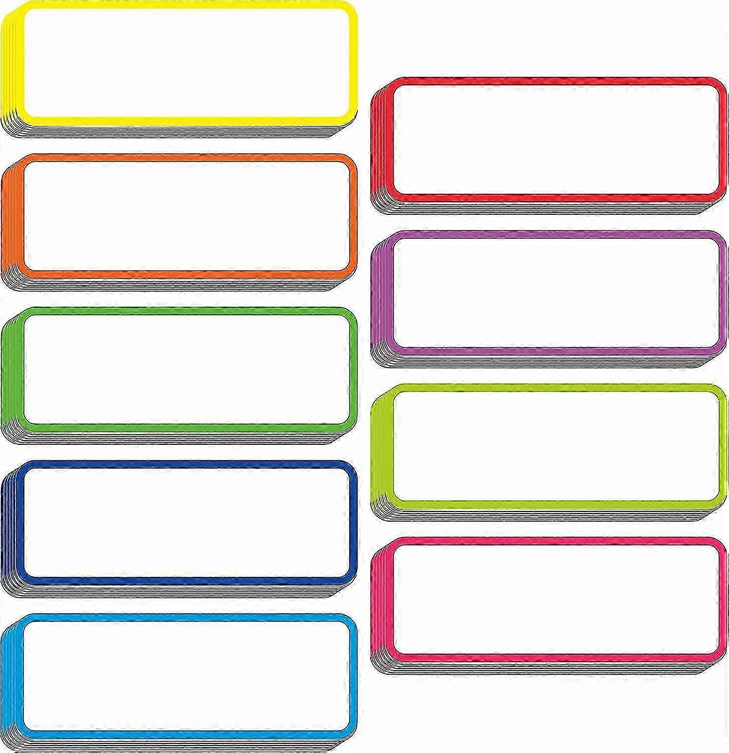 50 Pcs Magnetic Dry Erase Reusable Name Tag Label Plate Rainbow Neon Sticker For Whiteboards Locker School Office(3.2" X 1.2" Each) f54