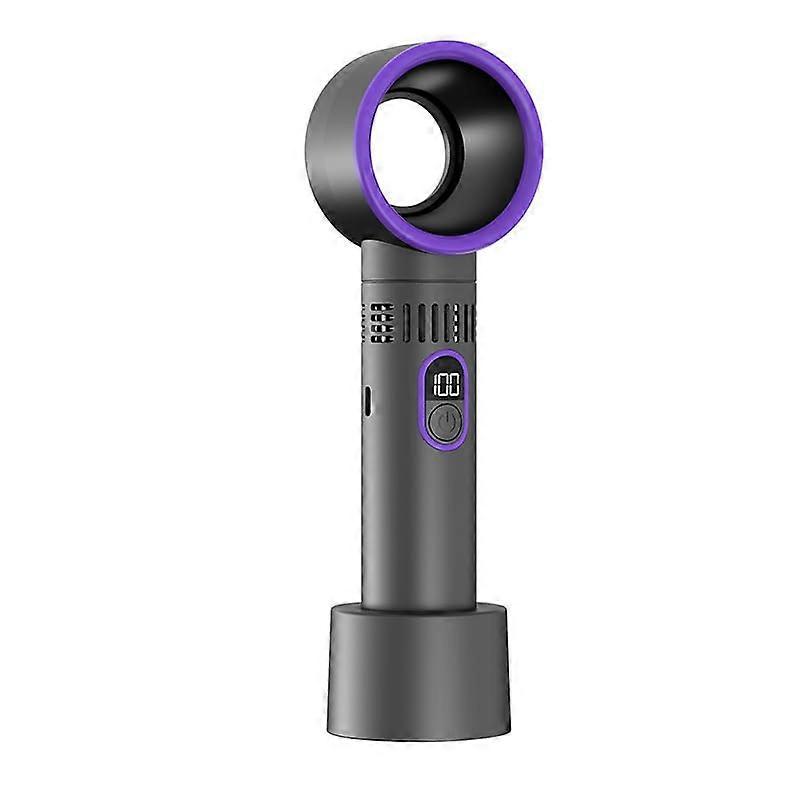 Portable Handheld Fan, Rechargeable Bladeless, 3Speed Wind, Base With LED Screen, Outdoor Picnic Camping