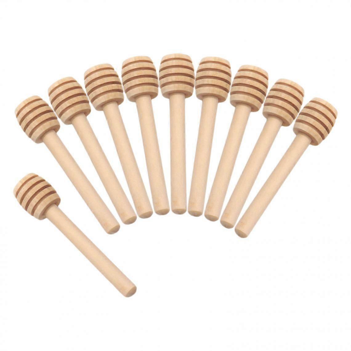 10x Wooden Honey Spoon Dipper Stick Drizzler Server For Maple Syrup Jam 10cm