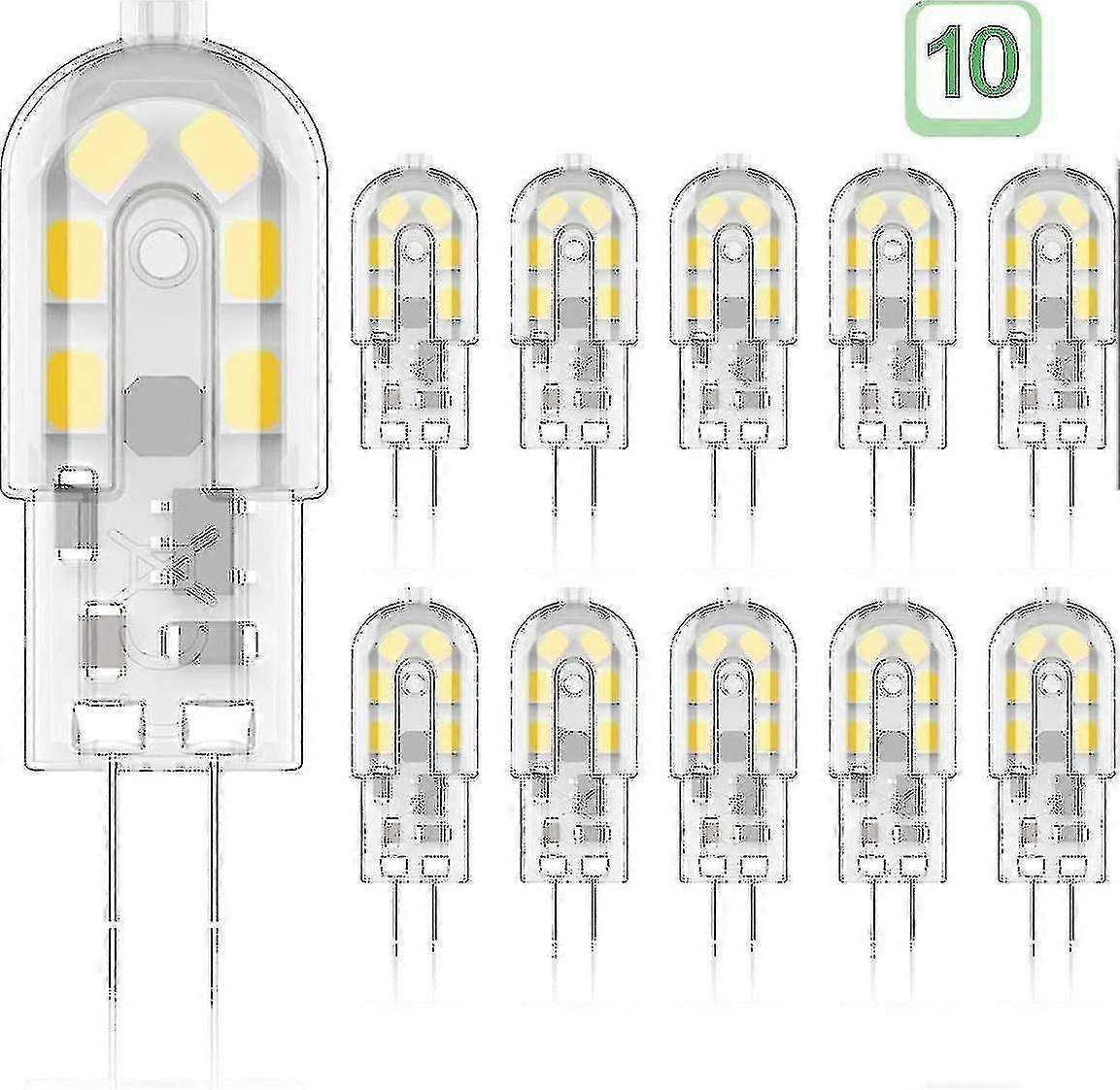 G4 2wは電球、20w、ウォームホワイト3000k、200lm、12xsmd、12v AC / DCパック10 [エネルギークラスA +]サイ