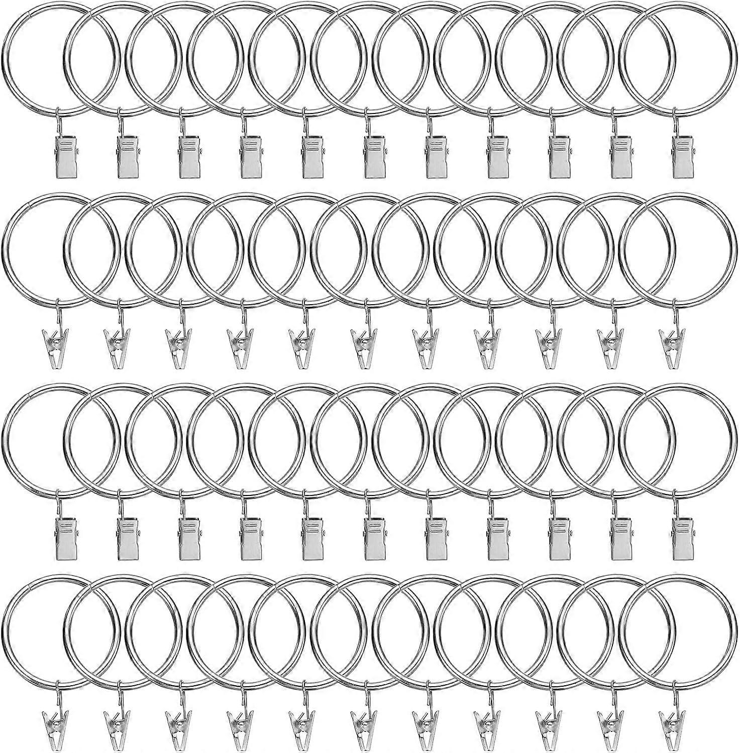 44 Pack Curtain Rings with Clips, 1.8" Interior Diameter