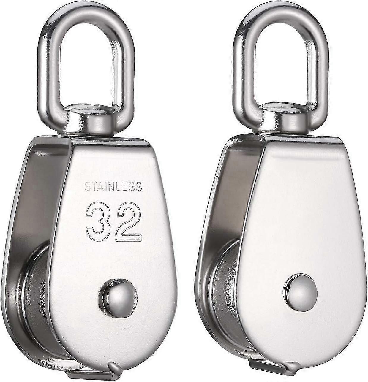 Set Of 2 32 Mm M32 304 Stainless Steel Single Pulleys With 250 Kg Maximum Load - For Indoor And Outdoor Use