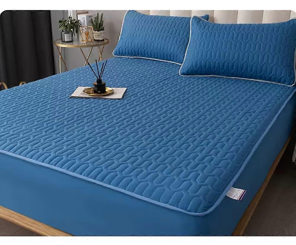 Plain Blue Polyester & Cotton Elasticated Bed Sheets King Size Deep Pocket 200cm X 220cm Double Bed