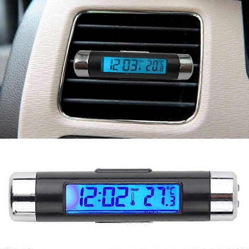 2 in 1 Car Auto Thermometer Clock Calendar LCD Display Screen Car Auto Thermometer