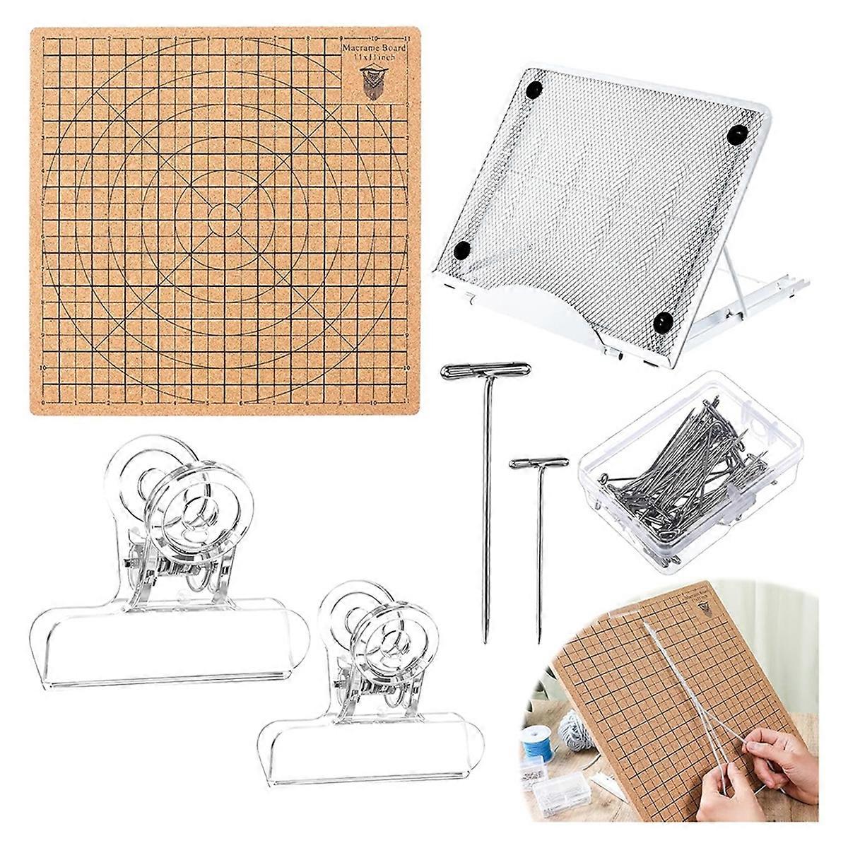 Macrame Board and Metal Adjustable Holder Sided Grids Macrame Project Board Macrame Tools for Braiding Cording Bracelet