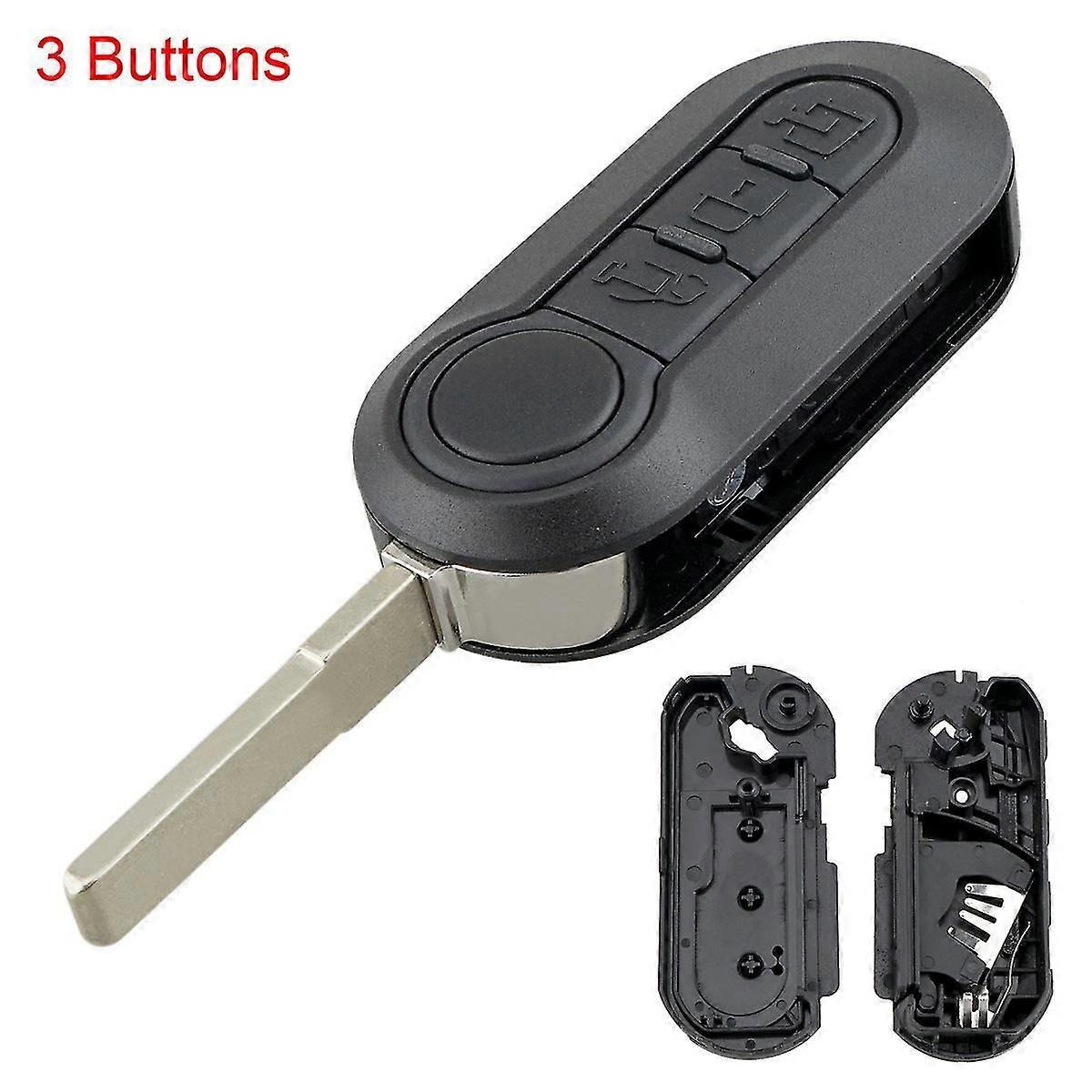 Foldable 3-Button Car Key Remote Case for Fiat 500