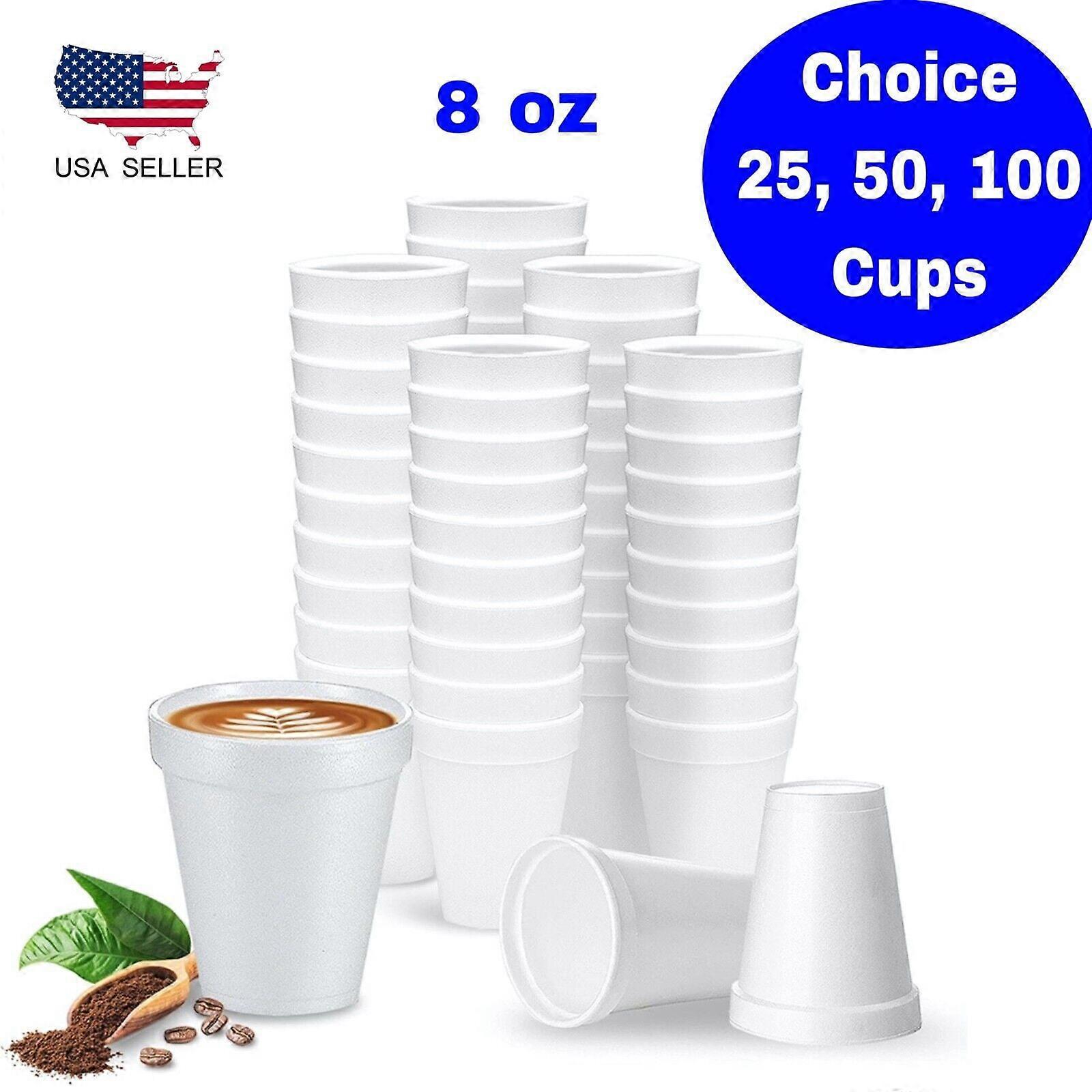 8 oz Disposable Foam Cup White Styrofoam Drinking Hot and Cold Cups