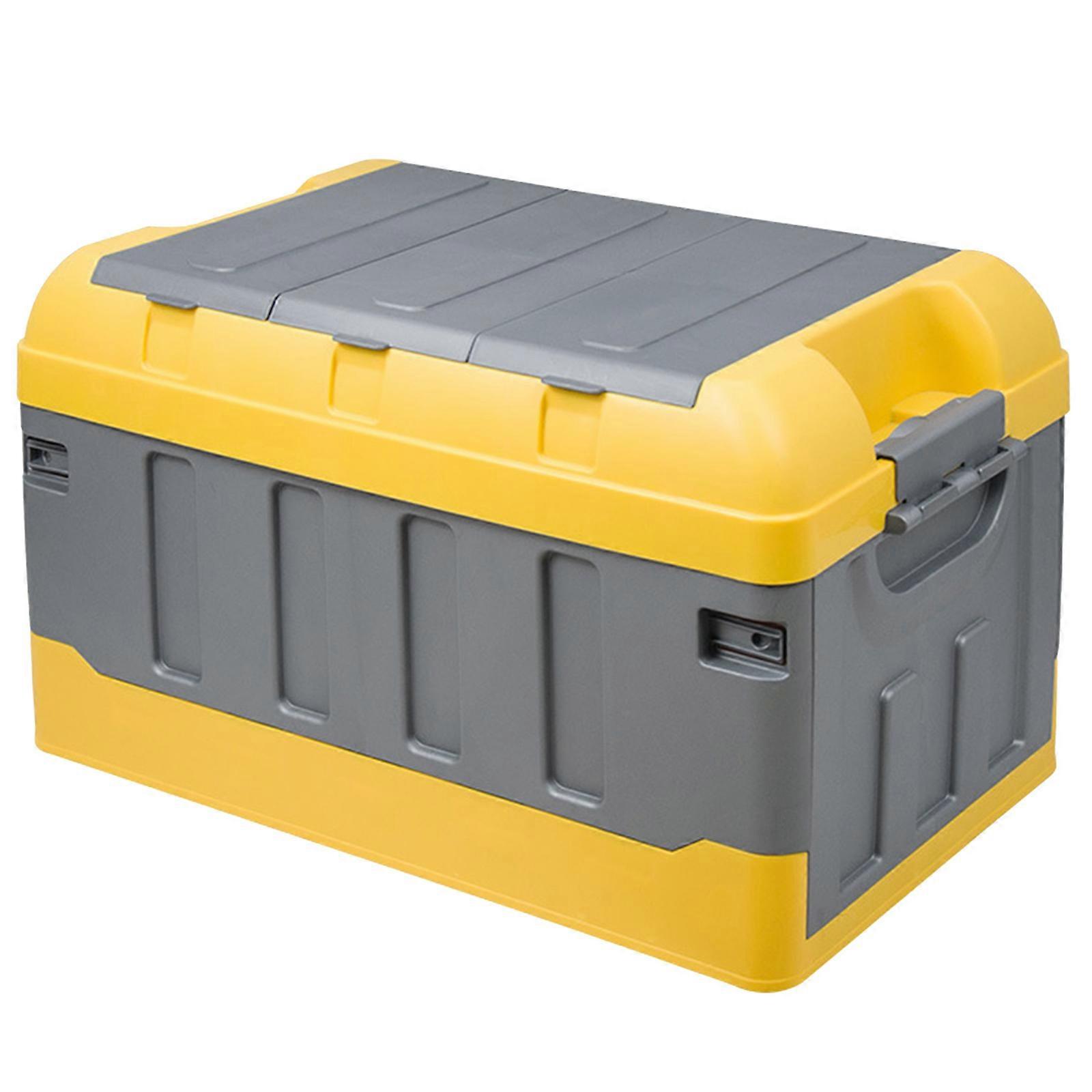 Spacious 70L Foldable Storage Container for Camping Waterproof Car Trunk Organizer Easy Carry Large Capacity Crate  Yellow
