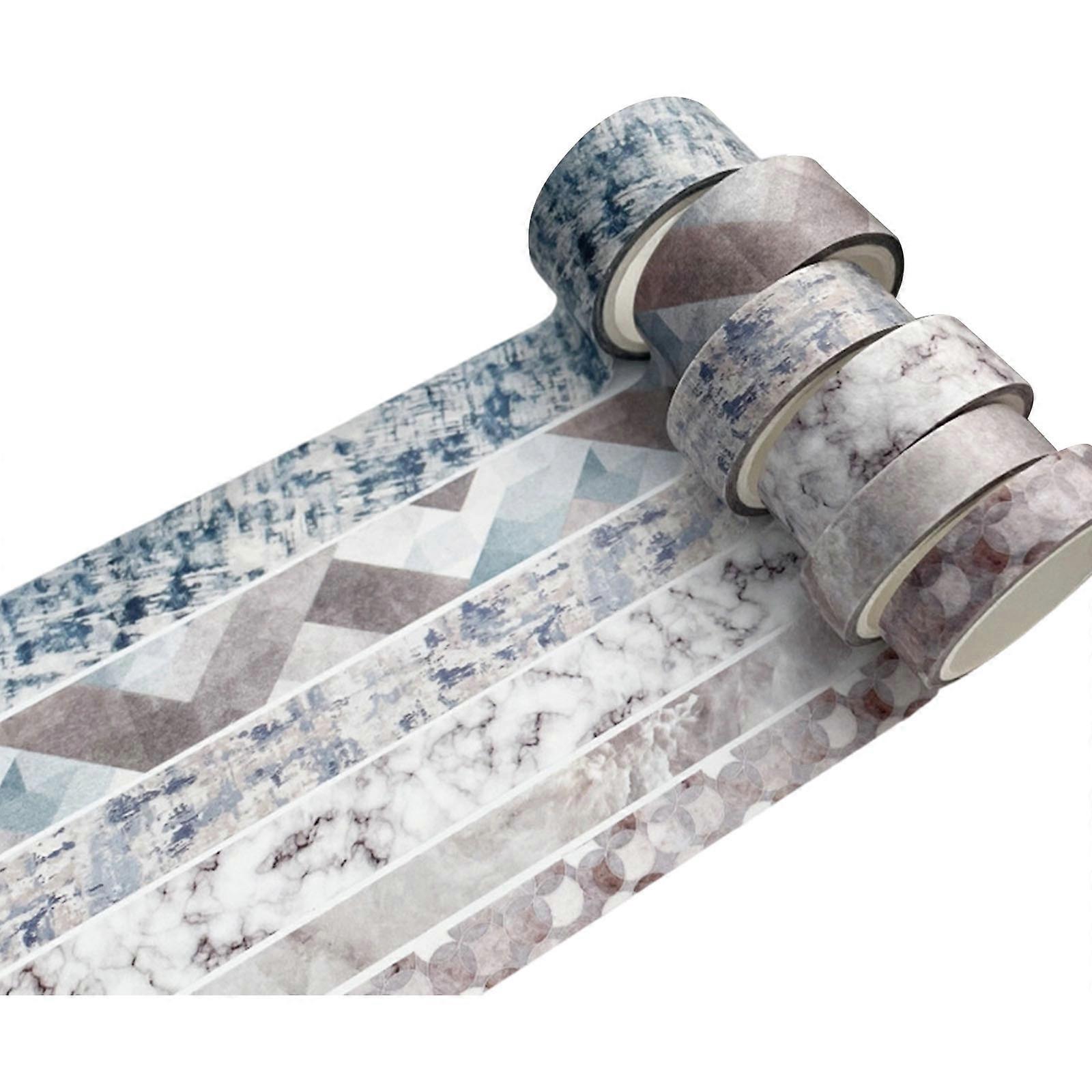 6Rolls of Gridded Decorative Tape Aesthetic Scrapbooking Tape for Notebook Journal Planner Wrapping 5Meter Per Roll Multicolor