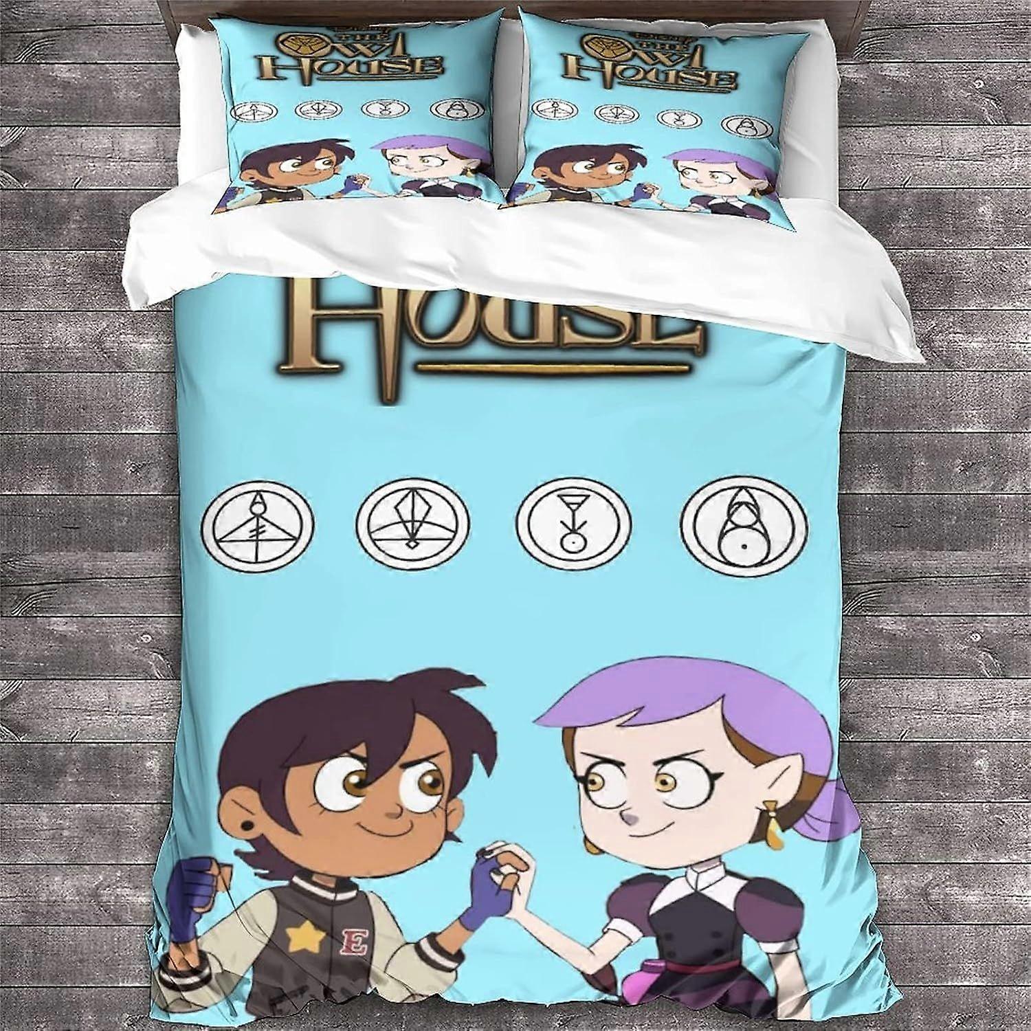 GENBAK The Owl House Bedding Set Animação Duvet Cover Animação Capa Colcha Bonito Capa Edredom Macio com Zíper de Metal King