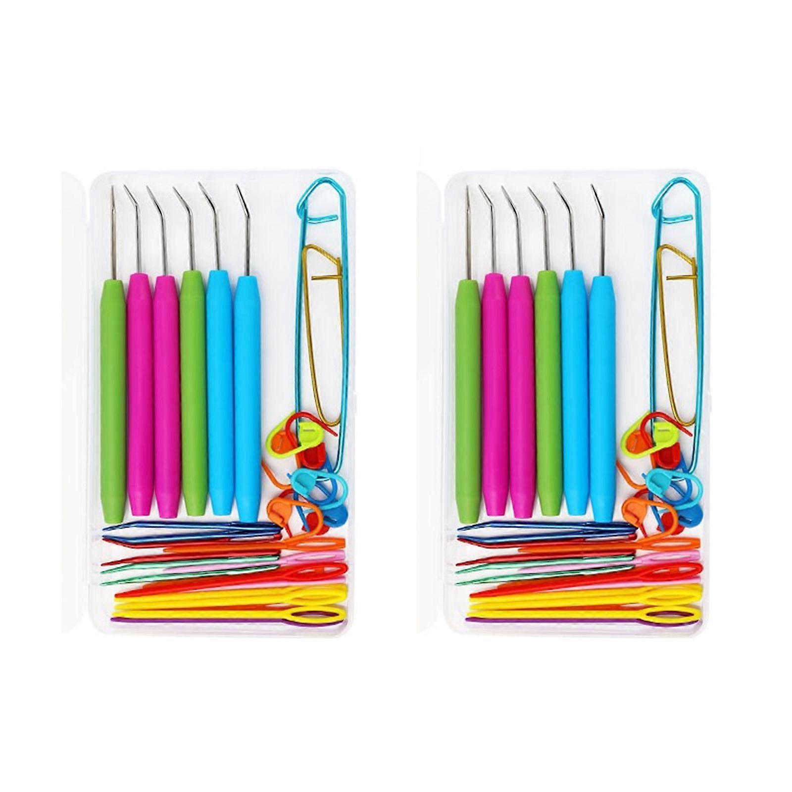 2 Set Knitting Tool Set Stitching Markers Cable Knitting Needle Knitting Stitching Holder Knitting Accessories Multicolor