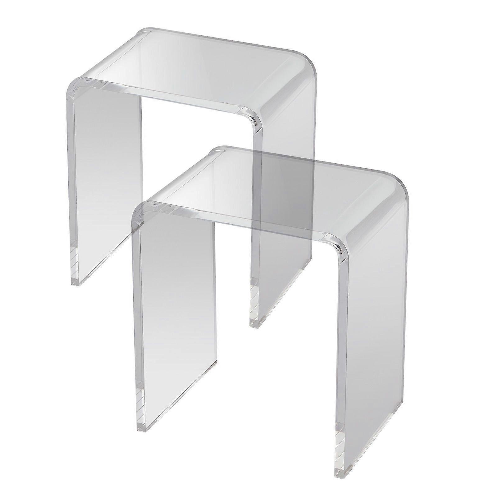 Acrylic End Table, 2 pcs C-Shaped Lucite Side Tables, Clear Acrylic Side Table for Drink, Food, Snack used in Living Room, Bedroom
