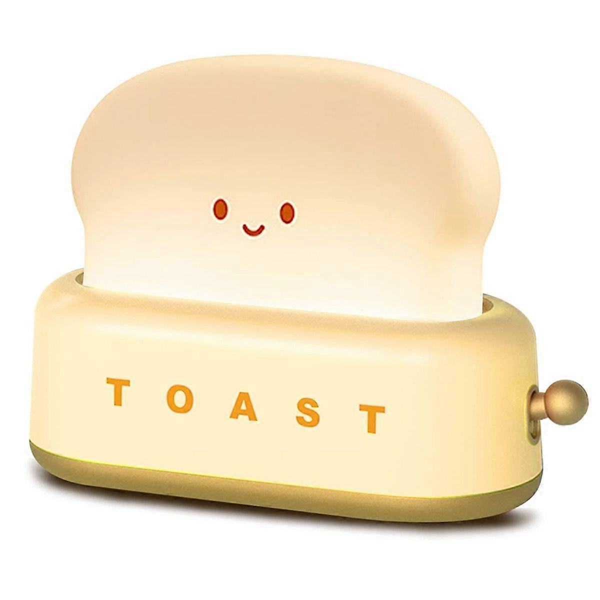 Cute Toast Bread LED Table Lamp, Rechargeable Nightstand Light with Timer, Ideal Gift for Kids and A