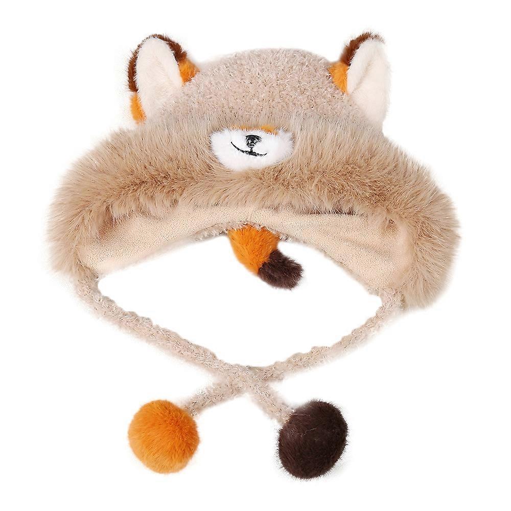 Warm Winter Funny Costume Animated Plush Hat Soft Fleece Beanie with Ear Flaps for Kids Teens & Adults