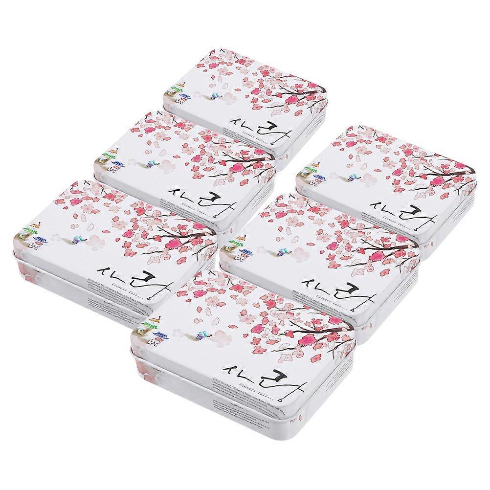 Elegant Rectangular Tin Boxes Organization Solution For Home Users In Multi Color Crafted Flower Print 6Pcs