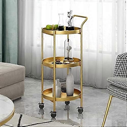 Mini Round Metal Bar Cart Slim Rolling Trolley With Wheels For Drinks Storage And Serving Rack Side Table