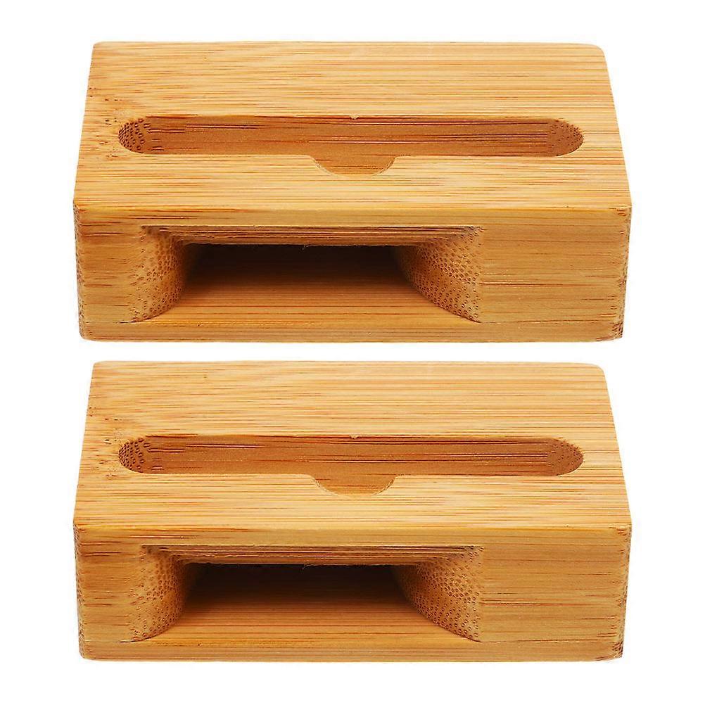 Beige Bamboo Speaker Amplifier Dock for Phone Volume Boost 2Pcs