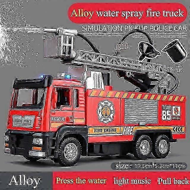 子供の大きい消防車のおもちゃの車ボーイの合金の消防士の車は水スプリンクラーのはしごの救助車をスプレーすることができます