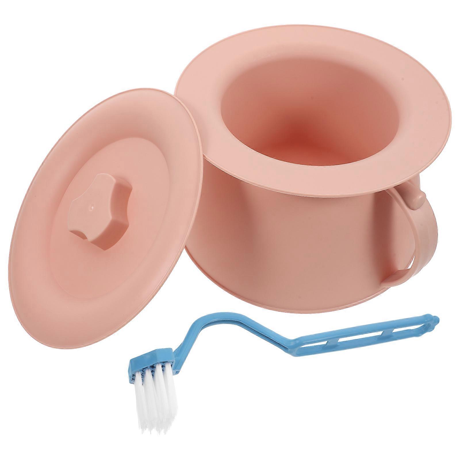 Portable Night Urinal Chamber Pot with Lid for Peeing 1Set with Brush