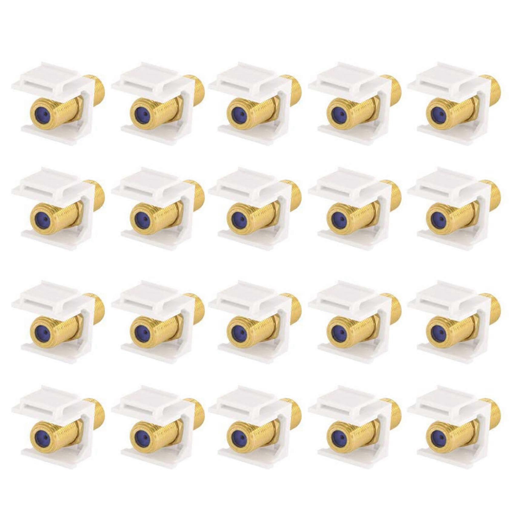 20-Pack RG6 Keystone Jack Insert, Coaxial Cable Connector F-Type RG6 Keystone Connectors for Wall Plate and Patch Panel