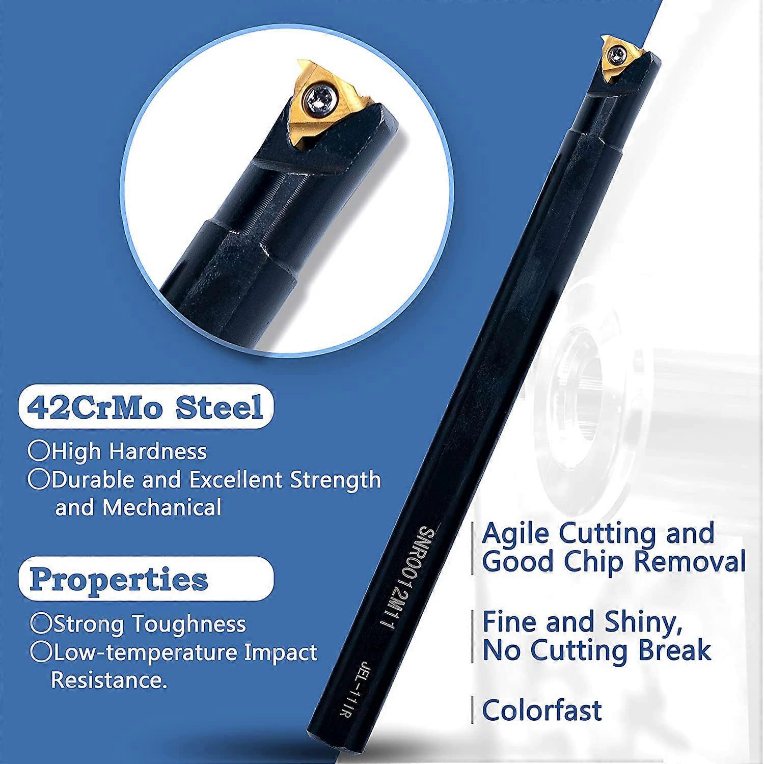 Lathe Threading Tool Set 21 Pieces - 7 Pcs 1/2Inch Turning Shank Boring Bars with 14 Pcs Indexable Carbide Inserts B