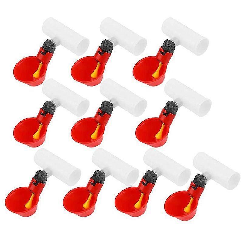 Chicken Drinking Cup 10 Pieces Automatic Drinker Drinker Red Plastic Duck Bird Quail Pigeon Hen Dri