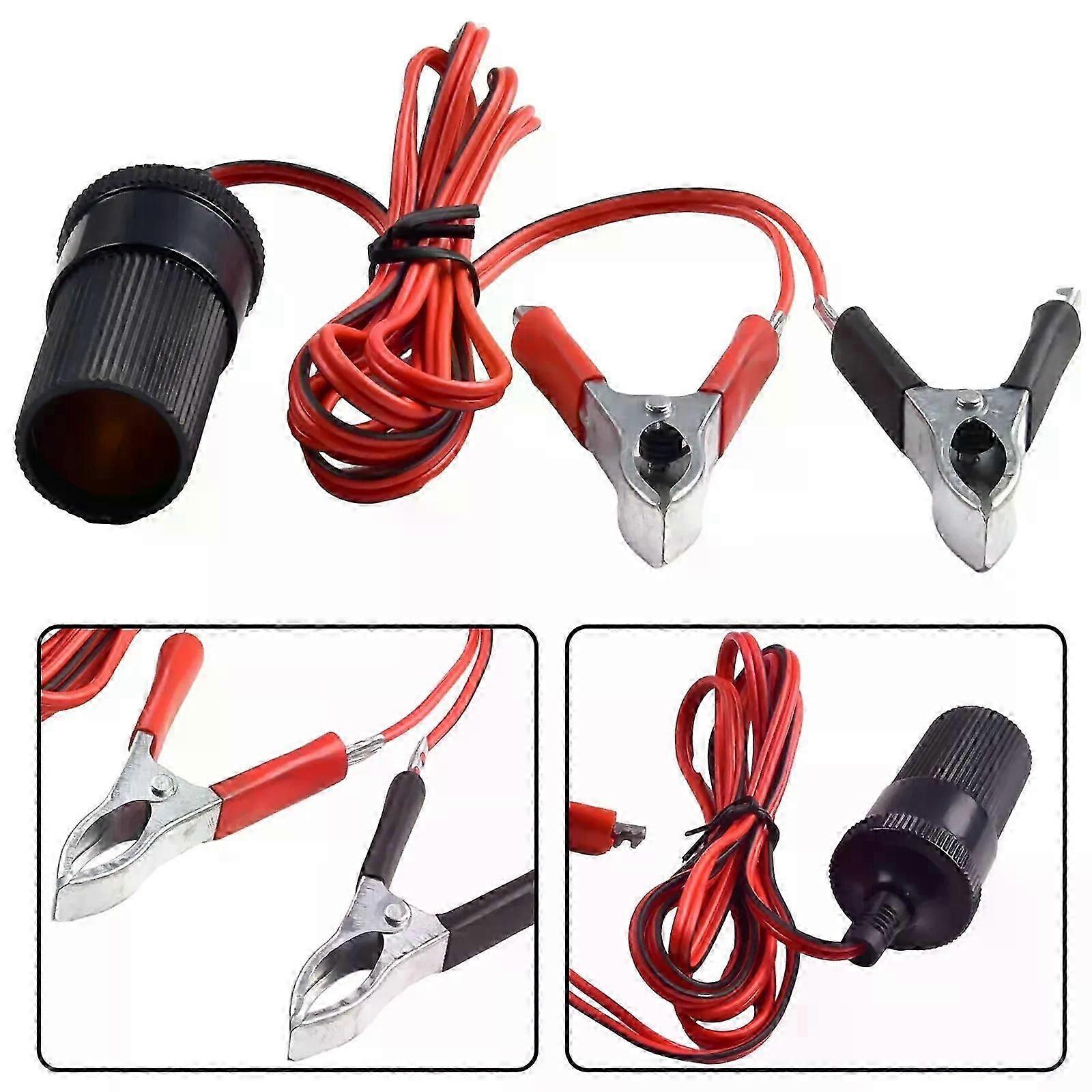 12V 15A Female Batteries Sockets Plug- Car Battery Terminal Clamp Clips Cigarette Lighter Power Socket Adapter Car Accessory