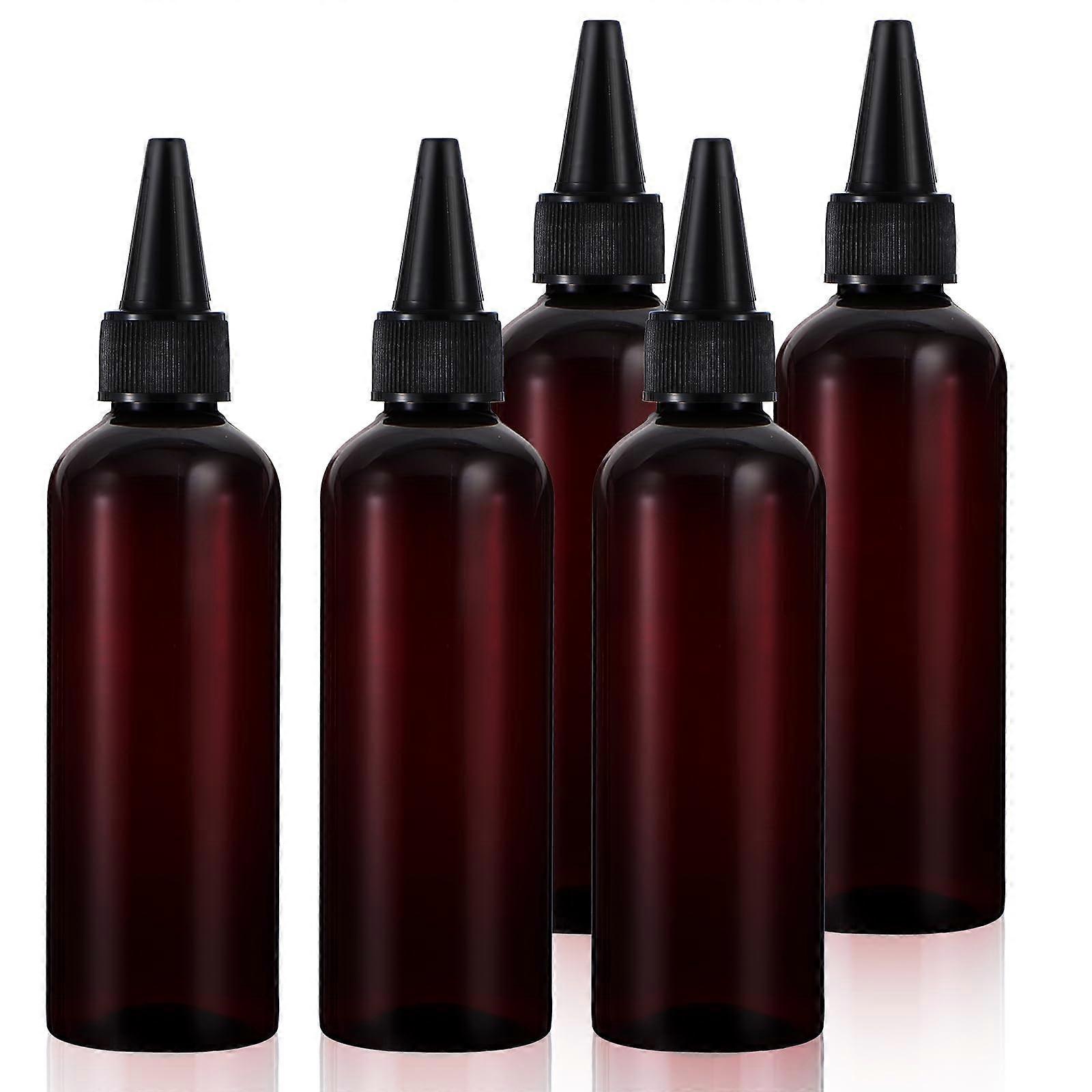 5Pcs Amber Hair Color Applicator Bottles 2.5oz Reusable Hair Dye Bottles with Twist  Cap