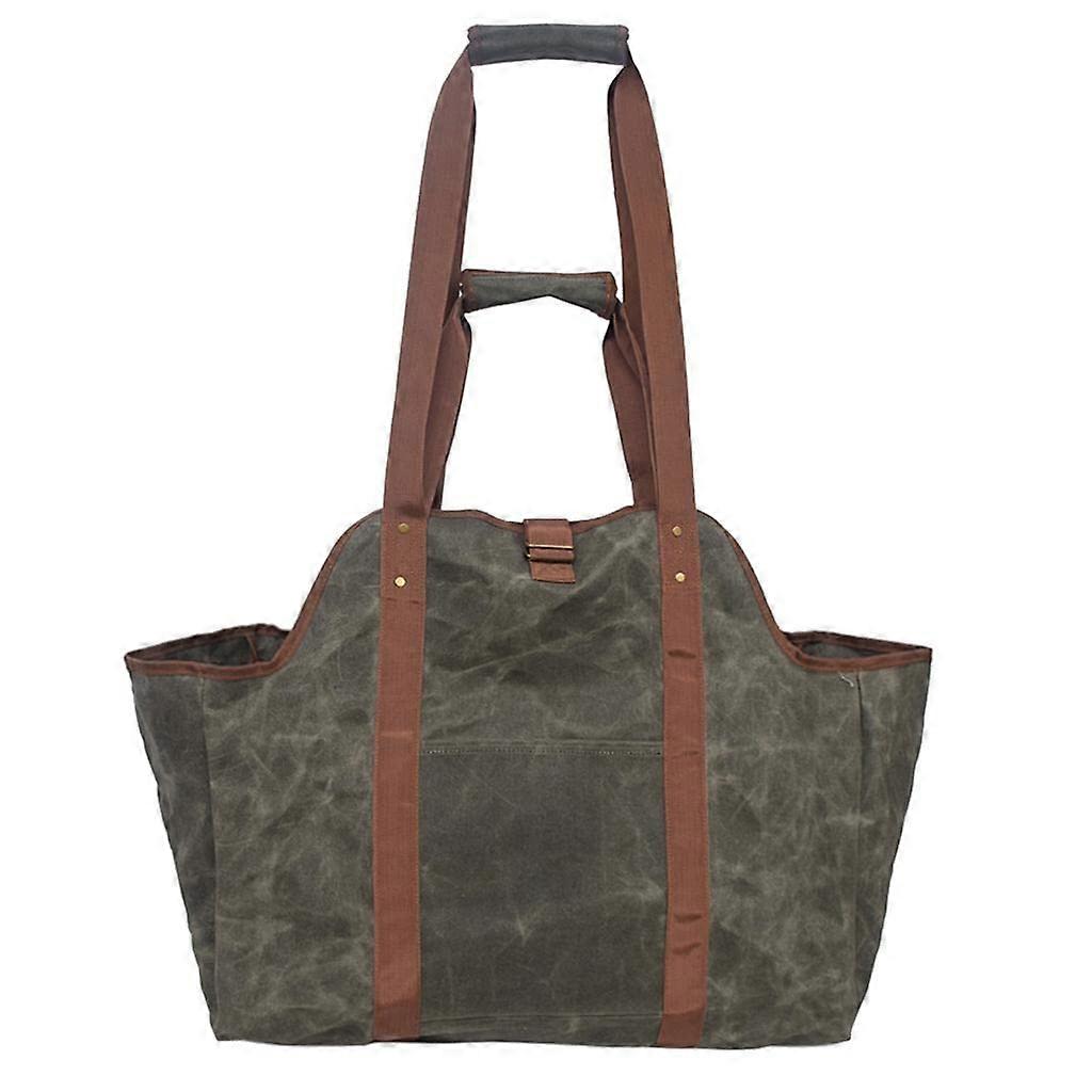 Firewood Carrier Tote Bag Heavy Duty Waterproof Canvas Large Capacity Foldable with Handles