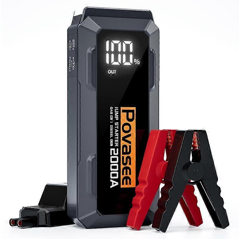 ��Povasee ��Black Friday Deal�� 2000A Jump Starter Battery Pack - Water-Resistant & Portable for 8L Gas & 6.5L Diesel Engines