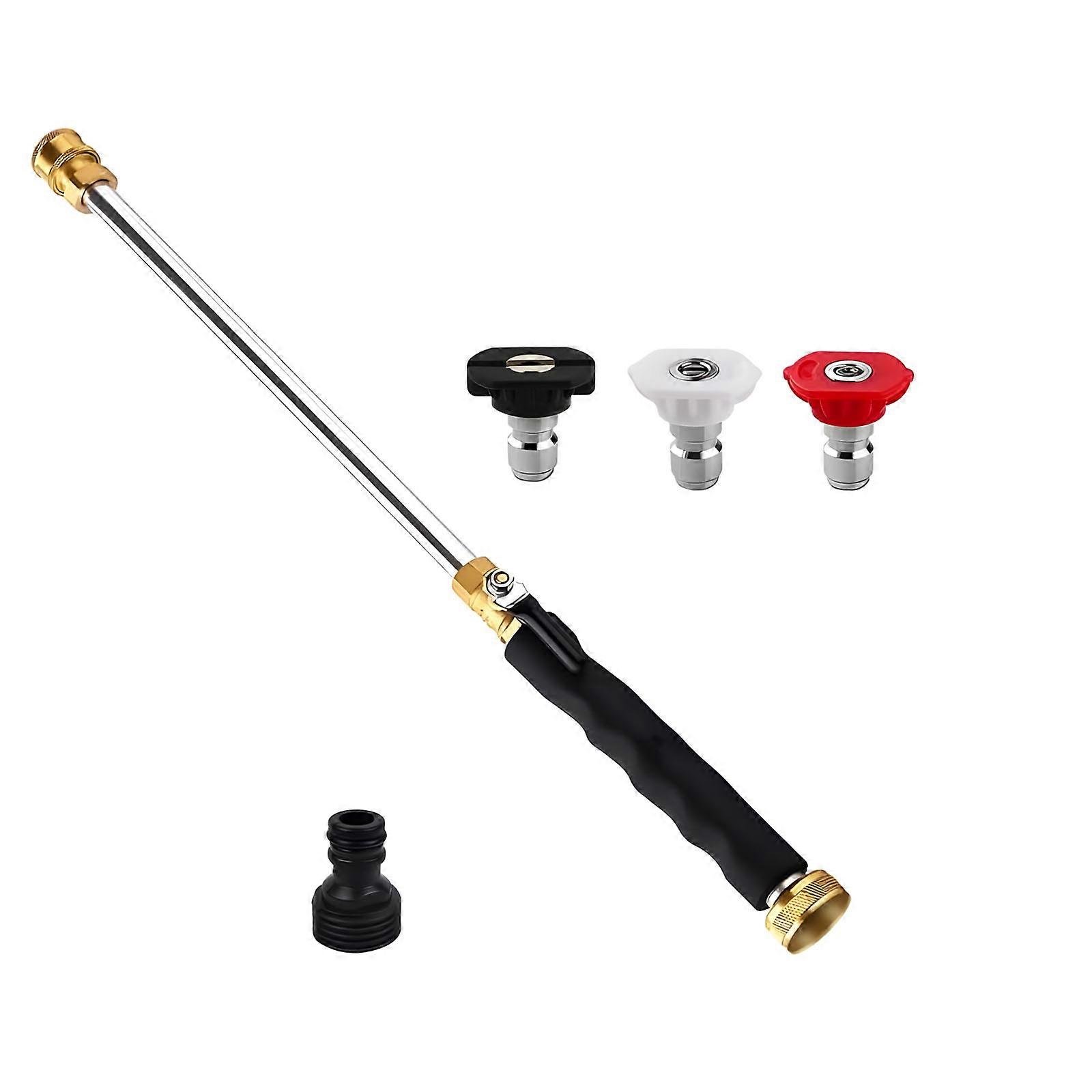 Heavy Duty Water Nozzle for High Pressure Cleaning Featuring Ergonomic Handle and Three Sprays tip Hose Compatible Multicolor
