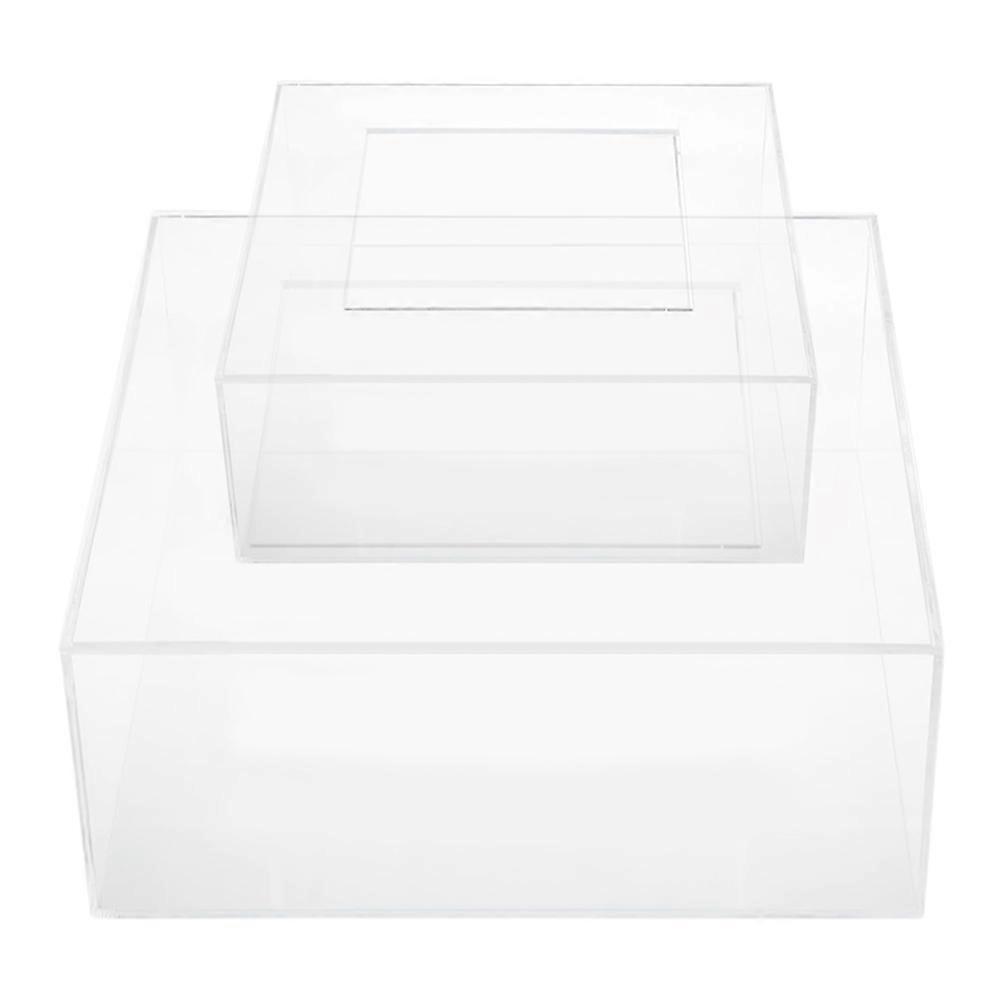 2pcs Clear Square Acrylic Cake Stand Fillable Dessert Display Holder Square Rack