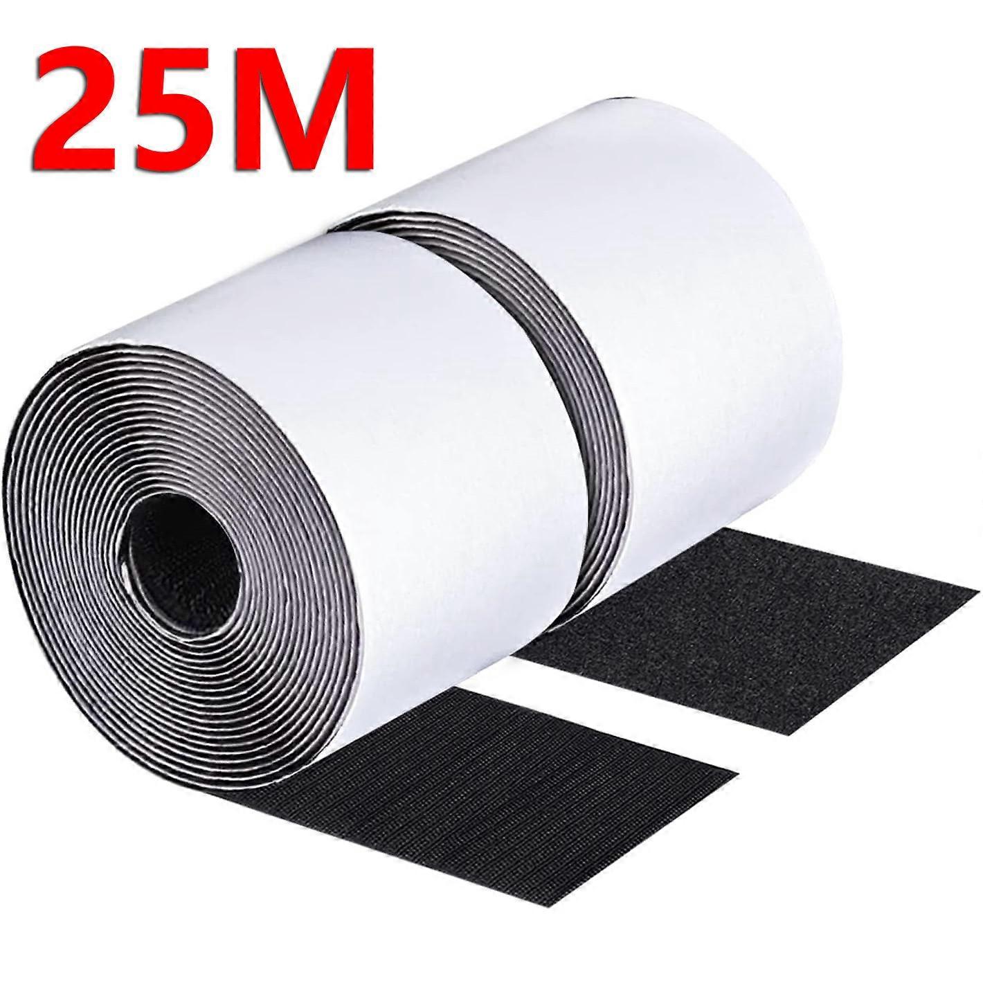 25M Self Adhesive Hook and Loop Tape | Strong Sticky Back Velcro with Soft Loop Side for Home, Car, DIY Crafts