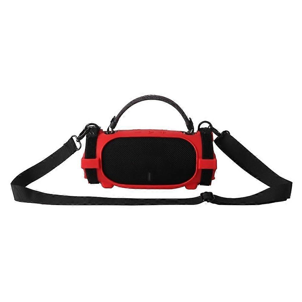 Silicone Protective Case For JBL Charge 6, Drop Protection, Shockproof Sleeve, Red Soft Skin Gel Pouch With Shoulder Strap