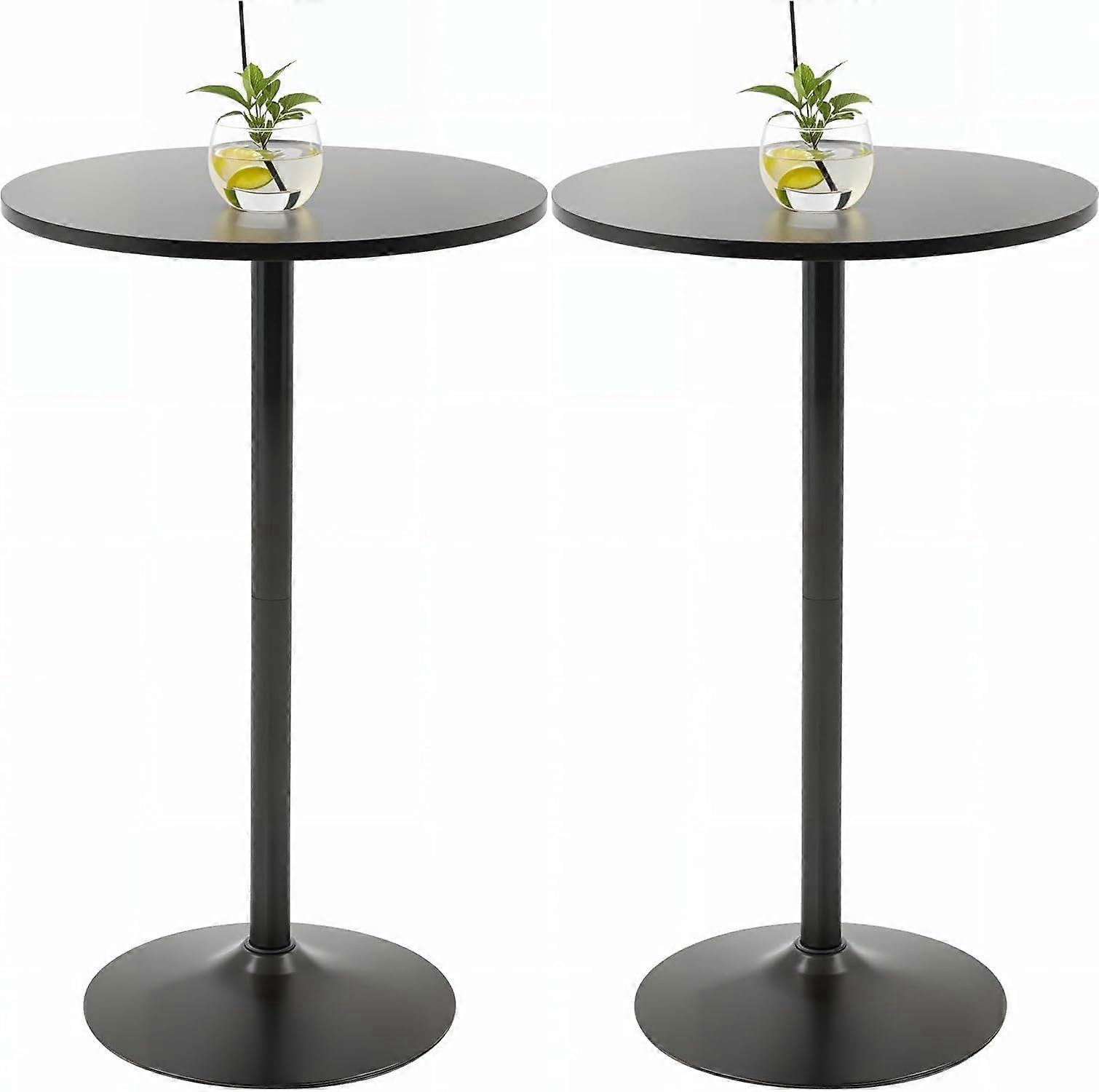 40 Inch Tall Round Bar Table with Sturdy Metal Base, Small Bistro Pub Table for Home and Kitchen, Black 2