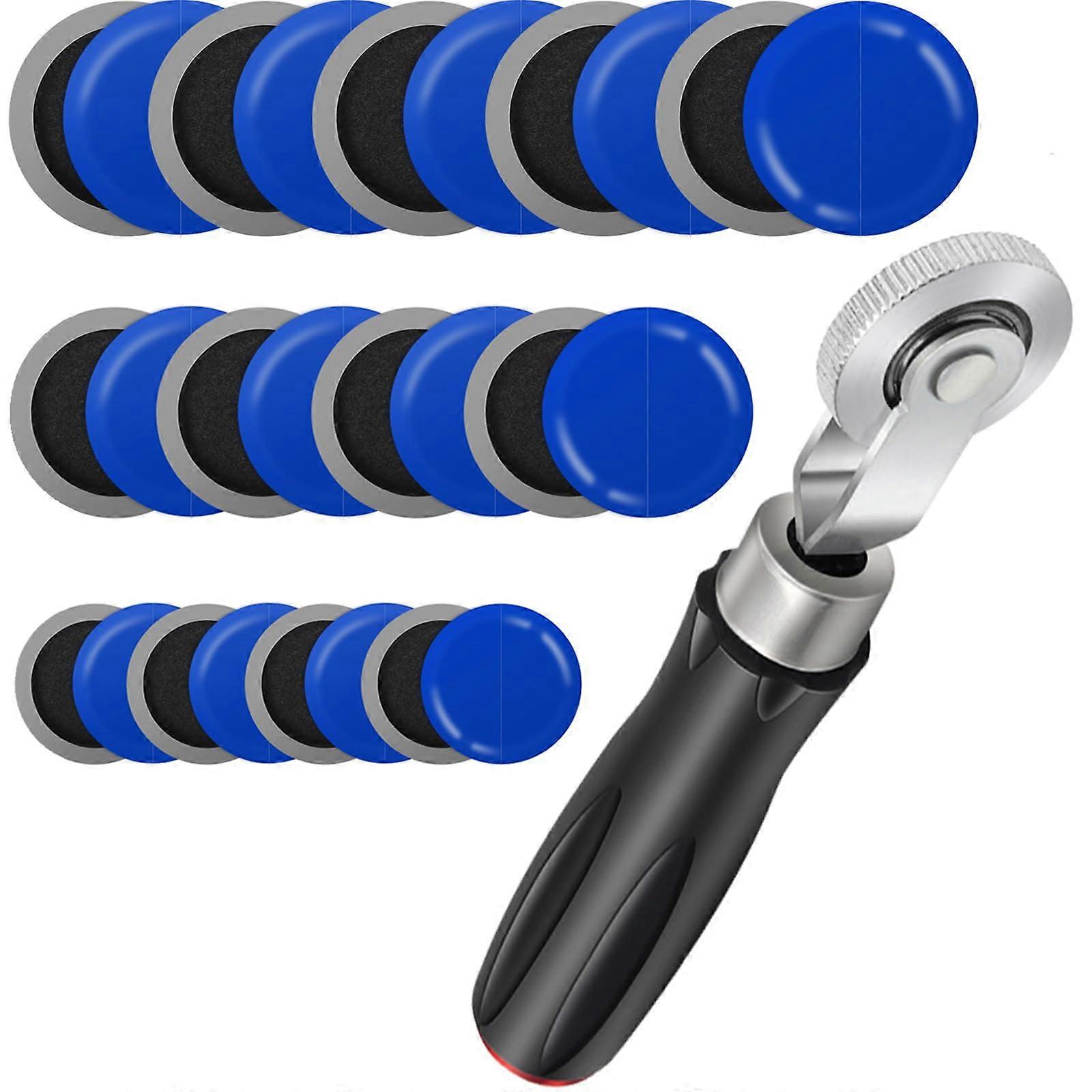 60PCS Heavy Duty Tire  Kit with Thick Rubber Patches and Smooth Alloy Roller Tool