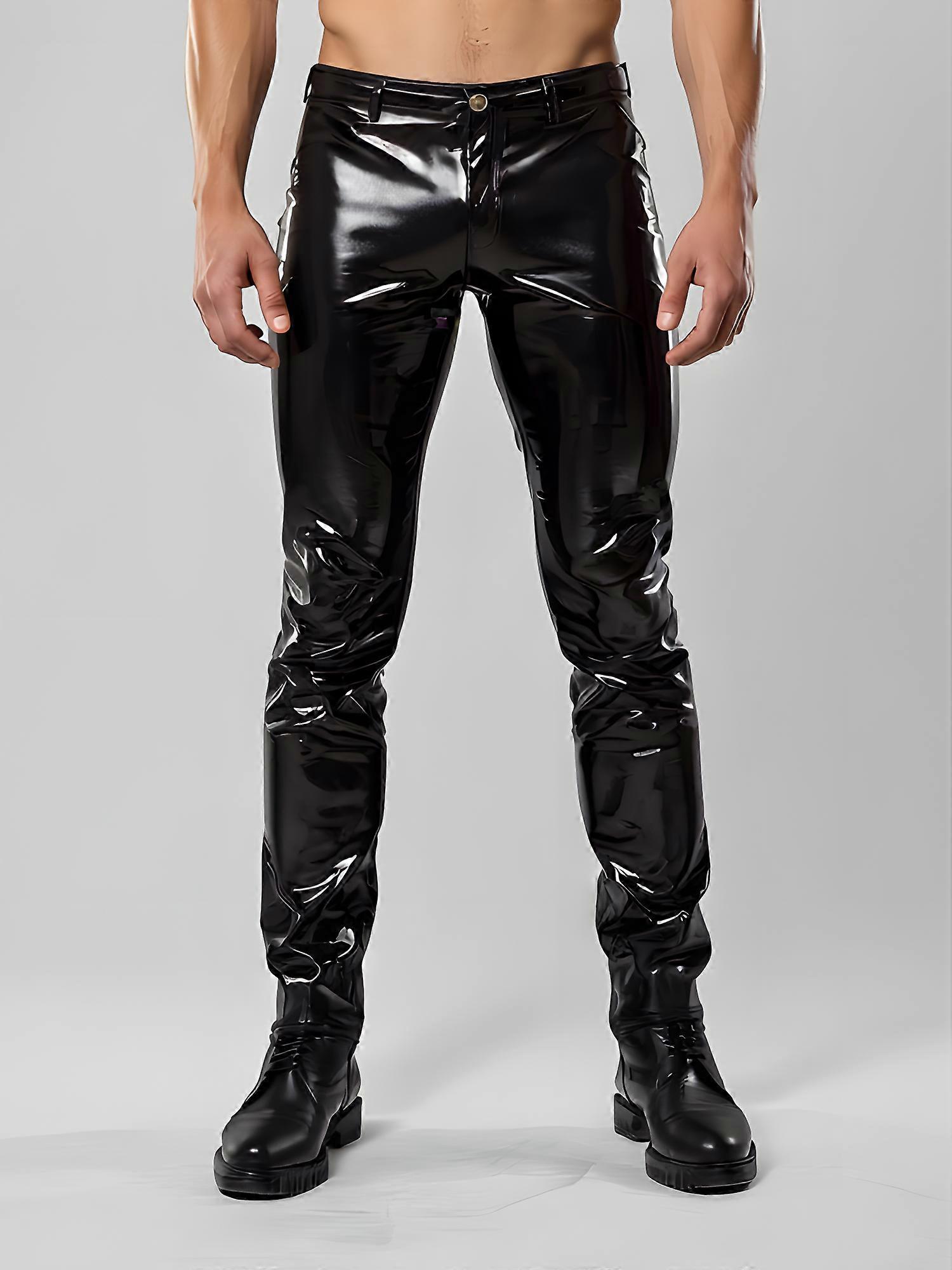 Pvc Black Straight Cut Jeans