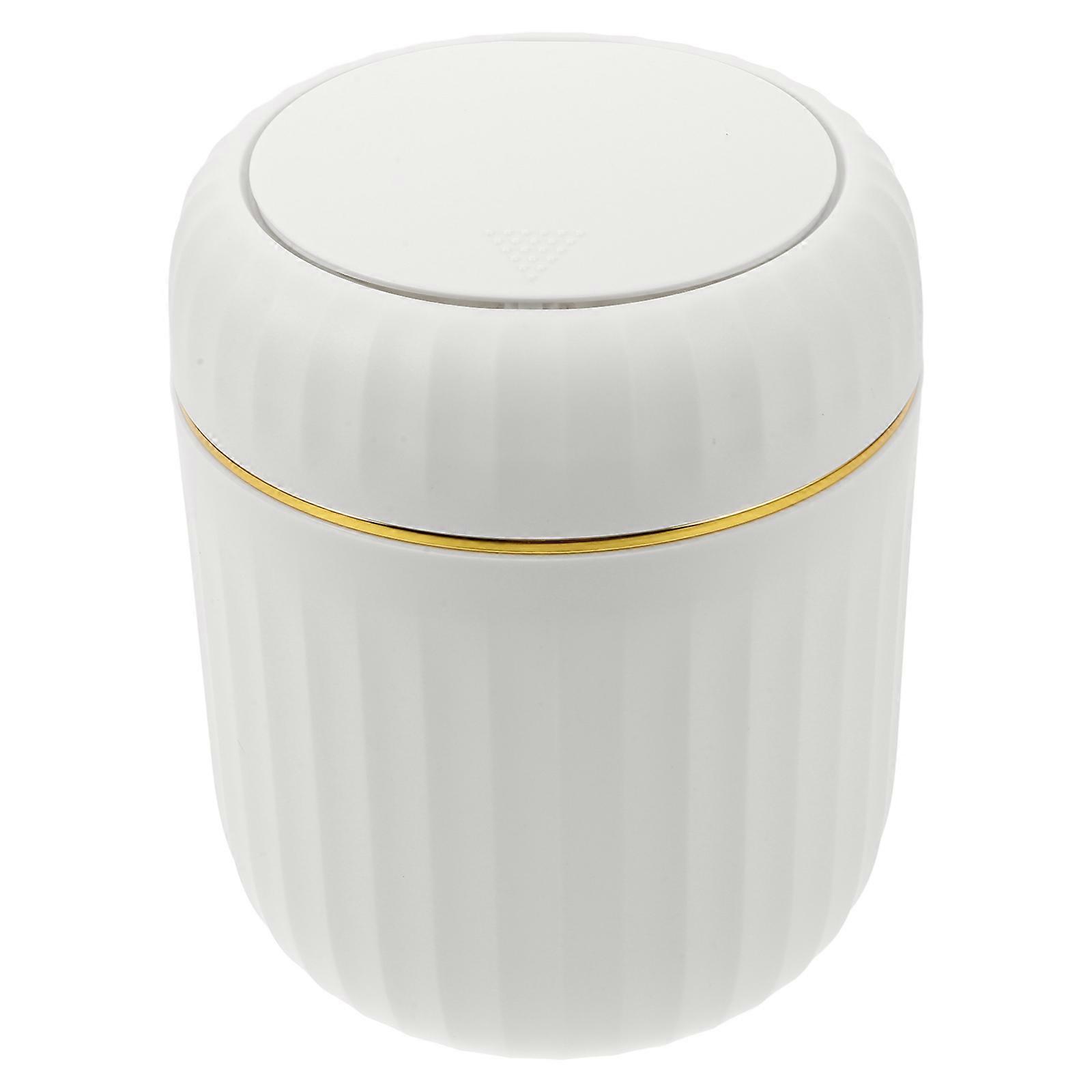 Bedroom Trash Can Press-Type Mini 4Pcs Compact White PP Garbage Bin