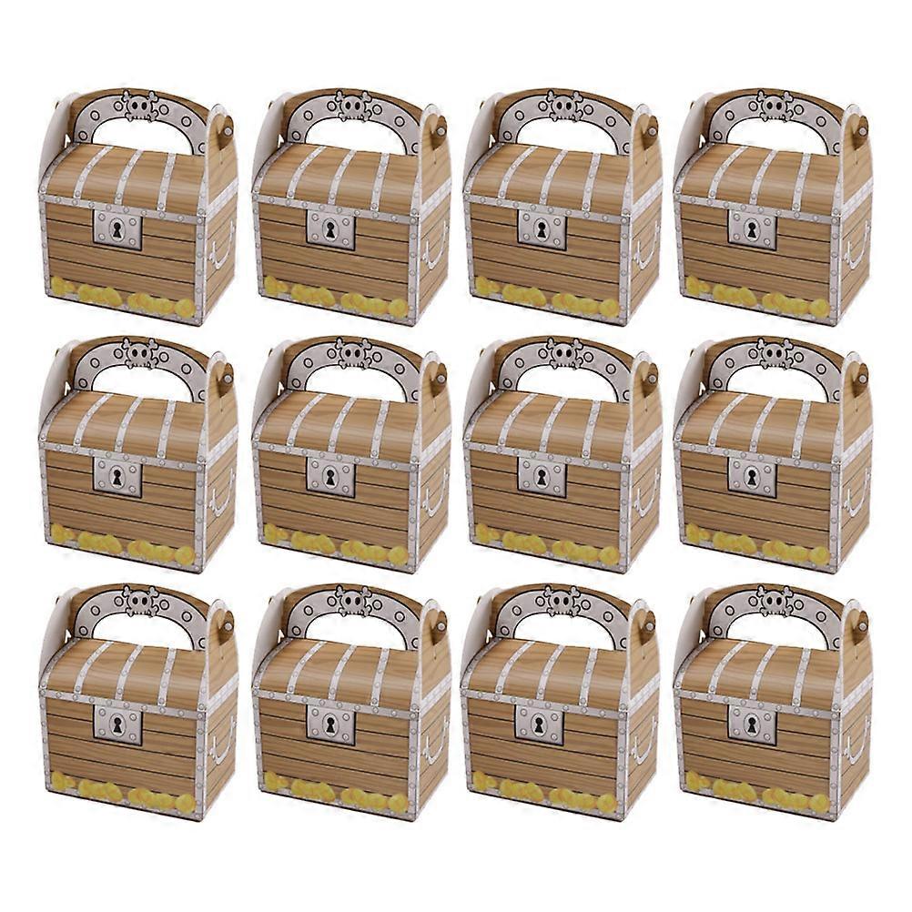 Paper Treasure Box Light Brown Pirate Gift Box for Storage 24Pcs