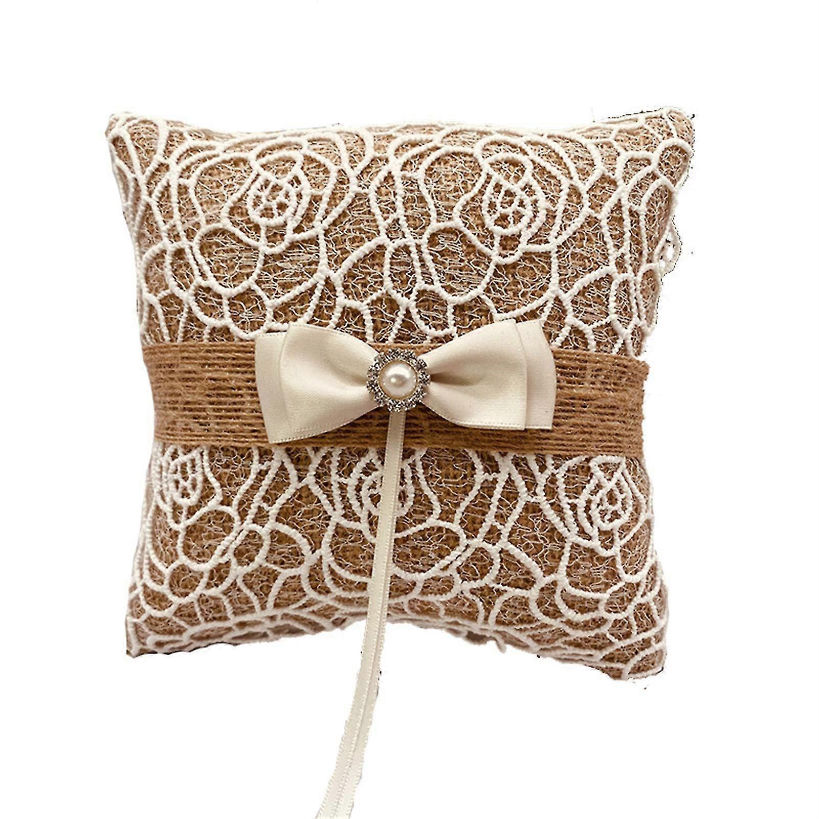 Ring Pillow Romantic Decorative Soft Unique Lace Bow Ring Cushion Proposal Props